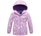 Children's Coats Cartoon Print and Fleece Top Children's Hardshell Jacket Winter Coat Kids Jackets for Girls