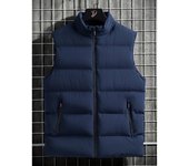 1pc Chaleco acolchado de talla grande para hombre - Chaleco acolchado de color liso con cuello alto, chaqueta acolchada