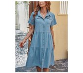 Vestido vaquero manga corta verano para mujer, vestidos de moda