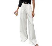 Baggy Spring Autumn Female Trousers High Waist Loose Wide Leg Women's Office Pants White Cotton Trends 2025 Classic