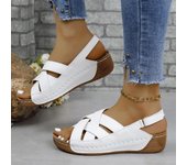 Women's wedge high-heeled sandals with magical shoelaces, comfortable, Roman, trendy, fashionable, outdoor