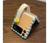 Korean Kawaii Fresh Blue 3D Tulip Wrist Strap Bracket Case for Samsung Galaxy Z Flip 3 4 5G Z Flip3 Zflip3 Zflip4 Cover