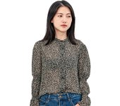 2025 España Primavera Doble Crepe Seda Estampado Vintage Floral Camisa Manga Larga