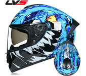 Casco de cara completa para Motocicleta Casco clásico de carreras con doble lente