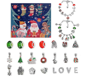 Kit DE FABRICACIÓN de pulseras de joyería con dijes DIY, calendario de adviento de Navidad, caja de regalo temática de Navidad p