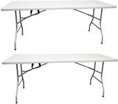 Mesa Plegable Rectangular 180x70x74cm Catering | Mesa Resina con Patas de Acero Plegable para Eventos y terrazas | Unidad (Blanca)