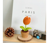 Hand Knitting Potted Plants Hand-woven Rose Sunflower Tulip Crochet Flower Auto Interior Accessories Car Decoration Ornaments