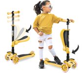 Patinete, Scooter para niños, 2 años en adelante, Asiento abatible, Altura Ajustable, Monopatin 2 en 1, Luces Intermitentes