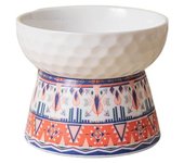 Bohemian Style Ceramic Cat Bowl Creative Cute Dog Food Feeding Basin Non-slip Anti Tipping Pet High Foot Bowl Kitten Puppy