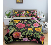 Vintage Flower King Queen Duvet Cover Peony Sunflower Bedding Set Tropical Floral Quilt Cover Boho Polyester Comforter Cover