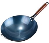 Anti-scalding Chinese Traditional Iron Wok Round Bottom Wooden Handle Iron Pot Non-stick Uncoated Frying Pan Induction Cooker