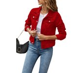 Chaquetas vaqueras para mujer, moda informal femenina, manga larga, solapa, botón sólido, bolsillo en el pecho, chaqueta vaquera ajustada, abrigo de Otoño Invierno
