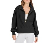 Women's half zipper long sleeved sweatshirt, autumn and winter sweater, novel