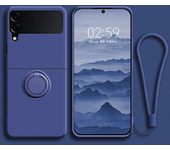Funda de silicona líquida de lujo con soporte para anillo Galaxy Z Flip 3, 4, 5, 6