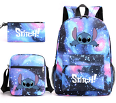 Mochila De Lilo And Stitch para hombre y mujer, morral escolar de gran capacidad, ligero, para portátil, de viaje, 3 piezas