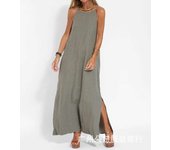 White casual Bohemian Maxi women's summer elegant spaghetti strap black beach party basic split suspender dress long robe for