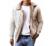 Chaqueta térmica integrada de piel nueva de forro polar de imitación de cuero para hombre