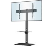 Soporte TV Pie Universal para TV de 30-70 Pulgadas de Plasma LED OLED LCD, Ajustable en Altura, Soporte TV Suelo con Estantes de Vidrio Templado de 2 Niveles, hasta 40 Kg, 600x400 mm