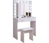 Maquillaje con Hollywood LED Espejo, 2 Cajones Grandes y Taburete,