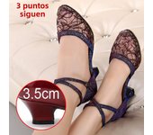 Zapatos De Baile Latino Mujeres Malla Adultos Medio Tacón Bajo Zapatos Cuadrados De Baile Sandalias De Verano De Fondo Blando