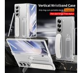For Samsung Z Fold 6 Luxury Vertical Wristband Phone Case with Integrated Stand and Glass Front Film