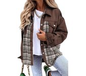 767 Women's long sleeved denim jacket, checkered shirt with buttons, autumn and winter top