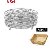 3-layers Air Fryer Stackable Grid Grilg Rack Stainless Steel Anti-corrosion for Home Kitchen Oven Steamer Cooker Gadgets