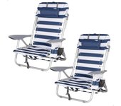 Pack de 2 sillas plegables multiposición para playa, jardín, terraza o camping beige, Medidas 64x11x64cm, 4 posiciones, con cojín en el cabecero, Incluye asa de transporte, Ibiza X2
