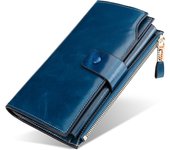 Cartera De Cuero Para Mujer Cartera Larga Para Mujer Cartera De Cuero Con Cera De Aceite Embrague