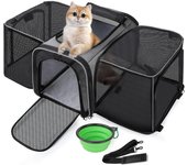 Pecute Transportin Gato Perro Pequeño Extensible ＜6kg, Bolsa Transporte Portátil y Plegable para Mascotas con Arnés de Seguridad Bolsa para Mascotas al Aire Libre