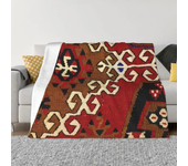 Vintage Turkish Kilim Blankets Warm Flannel Bohemian Geometric Diamond Tribal Ethnic Art Throw Blanket for Bed Travel Rug Piece