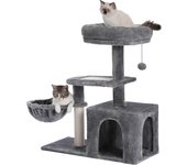 Árbol para gatos pequeños de interior torre de felpa para gatos con condominio grande para gatos hamaca profunda y poste rascado