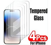 4PCS Tempered Glass For iPhone 11 12 13 14 15 Pro Max Glass Screen Protector For iPhone 14 15 Plus 11 12 13 Glass Film