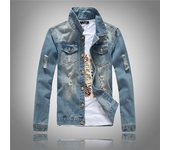 Men's Denim Jacket Spring-Autumn Fashion  Cotton Style Biker Retro