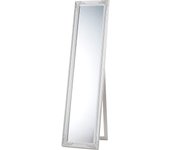 Espejo de Pie con Inclinación Ajustable, Espejo Rectangular con Marco de Madera Blanca Estilo Shabby, Espejo para Dormitorio y Sala de Estar, 50x160 cm