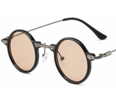 Gafas De Sol redondas para hombre y mujer, lentes Retro Steampunk, De diseñador De marca, montura De Metal
