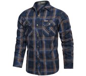Men's pure cotton checkered long sleeved shirt, spring and autumn casual top