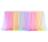 Candy table skirt decoration, birthday fabric, home accessories, wedding party chiffon covers, white, pink and purple