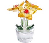 Handcraft Crystal Flower Statue Ornament Clear Base Mini Glass Flower Sculpture Rose Tulip Gift Simulation Flowers Collectible