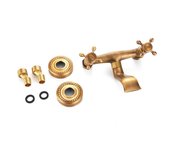 Vintage Copper Kitchen Faucet, Hot Cold Water Mixer, Double Handle, Wall Mounted, For Home & Bathroom