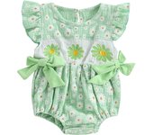 Pudcoco Baby Girl Romper Ruffle Sleeveless Round Neck Daisy Embroidery Bodysuit Newborn Playsuit 0-18M