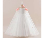 Sponge Flowers Bridesmaid For Wedding And Party, Elegant Tulle Ball Gown With Off Shoulders, Birthday First Communion Dresses