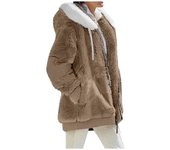 Abrigo informal con capucha y cremallera para mujer, chaqueta de lana de Cachemira, abrigos de Color sólido, ropa de mujer,