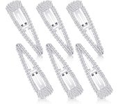 6 PCS Rhinestone Snap Hair Clips 4 Inch Hair Barrettes Hairpins Crystal Metal Hair Clips for Womens Wedding Hair Accessories