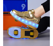 Zapatos de patín de 2 ruedas para mujer, zapatos de tendencia para niña con LED retráctil, zapatillas informales de doble propósito con ruedas