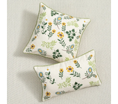 Luxury Embroidery Country Style Floral Pillows Case Sunflower Daisy Narcissus Embroidered Thick Linen Cushions Farmhouse Decor