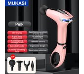 MUKASI Muscle Massage Gun with Detachable Extended Handle, Deep Tissue Muscle Massager Gun with 8 Adjustable Levels, 4 Massage Heads, LCD Touch Screen, for Muscle Pain Relief