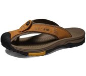 Men's cowhide Eva men's soft bottom flip flops summer beach slippers