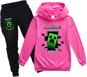 Minecraft Boys 2 Piece Fleece Pants Sets, Pullover Hoodie and Jogger Set for Boys