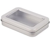 Multicolor Tin Box with Clear Window Lid Rectangular Jewelry Box Nail Art Display Case Candy Package Metal Box Empty